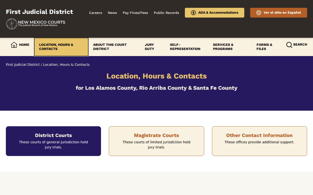 First Judicial District Los Alamos County criminal court contact page