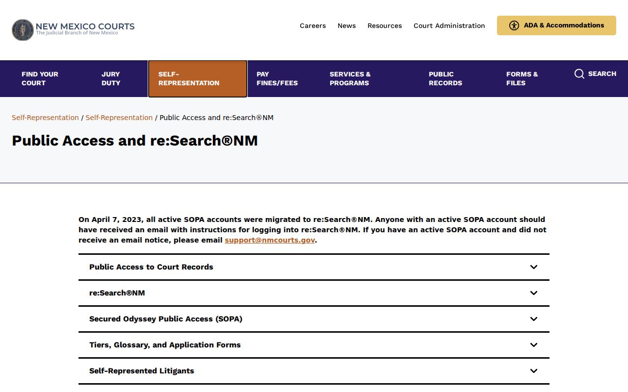 Los Alamos County court record public access and re SearchNM options