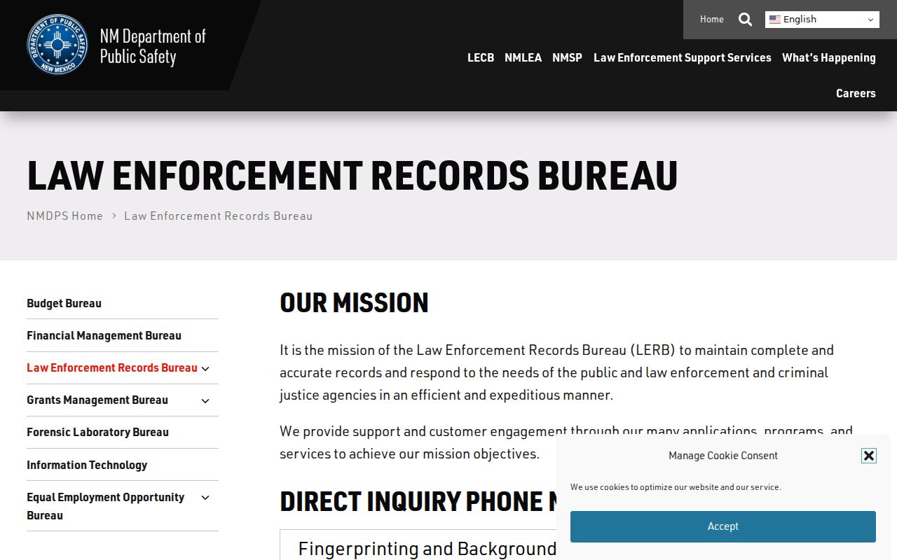 Los Alamos County criminal history repository access through NMDPS LERB